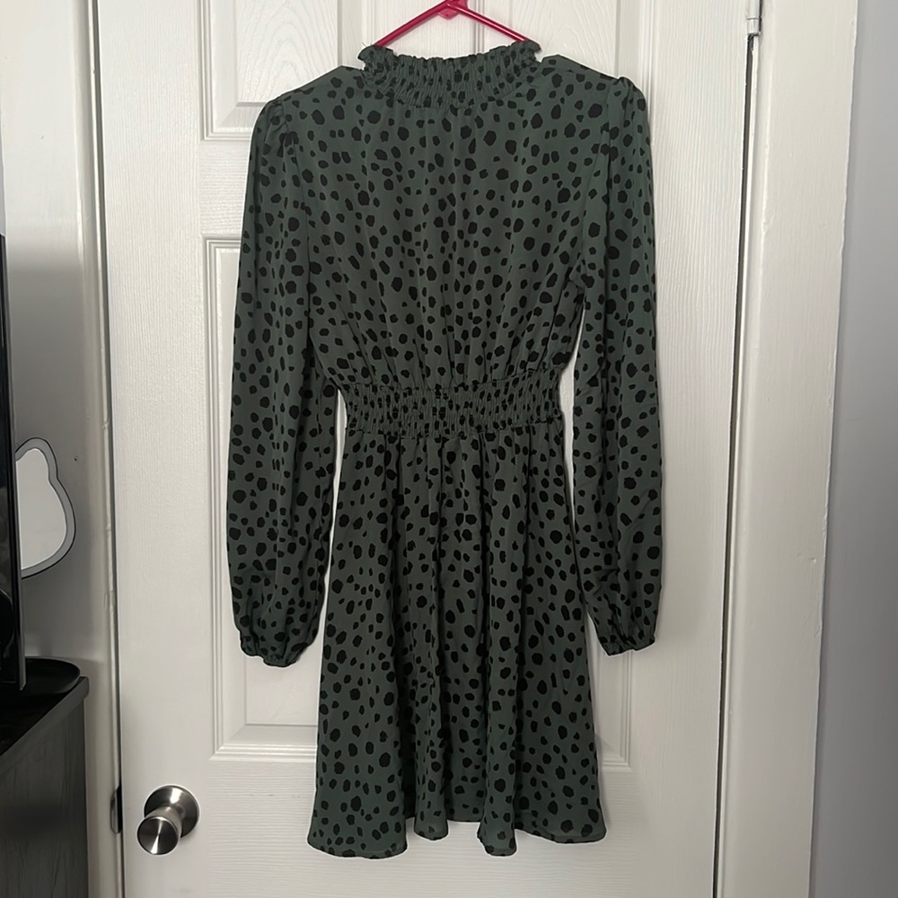 Green Leopard Print Dress, Size US 6